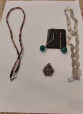 Silberschmuck 925er  Zwei Ketten und Ein Paar Ohrringe Tragbar 