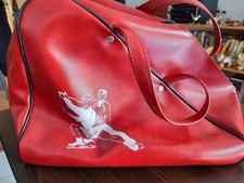 Vintage SCHLITTSCHUHTASCHE Sporttasche für Inliner Skistiefel - Kunstleder TOPP 