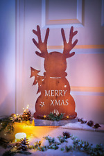 „Dekofigur Elch "Merry Xmas" aus Metall, Naturrost “ Weihnachtsgrüße ca. 51 cm