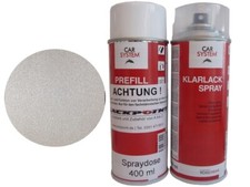 Farbspray Set a 400ml Basislack Perlweiß 2 Metallic Autolack + 1K Klarlack