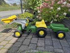 Rolly Toys Trettraktor rollyKid John Deere mit Anhänger + Frontlader, Traktor