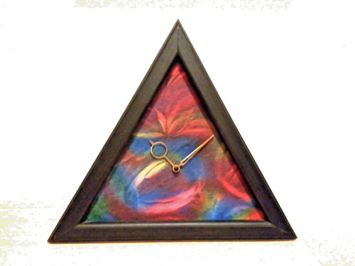 Holz dreieck wanduhr wand deko - holz-dreieck,