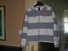 Damen Sweatjacke m Kapuze - GAASTRA - Gr. XL - Grau Weiss gestreift