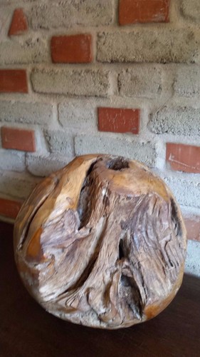 Teakholz kugel skulptur - ,