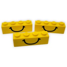 Lego Stein Brick 1x4 3010pe1 Gelb Bedruckt Mund Steine Black Smile Ersatzteil