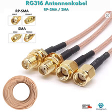 RG316 RP-SMA / SMA Antennenkabel | Stecker-Buchse / Stecker-Stecker WLAN