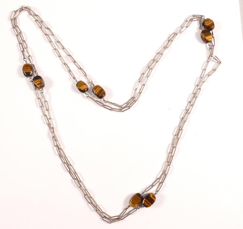 Collier kette tigerauge braun - tigerauge,