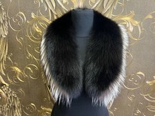 FUCHSKRAGEN FOX COLLAR PELZ KRAGEN STOLA FELLKRAGEN FUCHS KRAGEN SCHWARZ SILBER