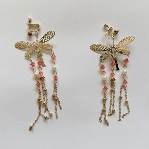 Libellen ohrclips goldfarben - ohrclips,
