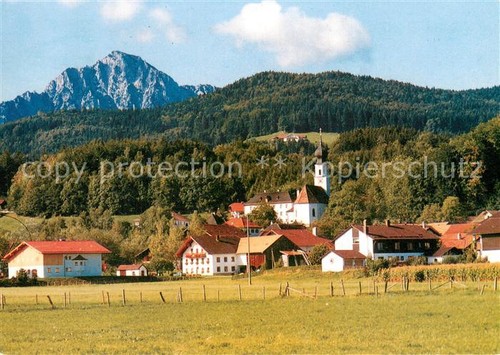 Ainring ortsansicht mit kirche - ainring,