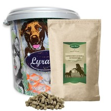 5 kg Leinkuchen Leckerli getreidefrei Pferdefutter Lyra Horse® in 30 L Tonne