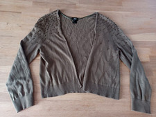? Mädchen Strick Jacke Weste H&M Gr. S  140 146 152 olive grün mit Perlen