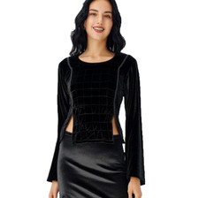 Samtshirt  schwarz Longsleeve