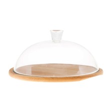 Käseglocke Glasglocke Servierbrett Patisserie Kuchenglocke Kuchenplatte Holz