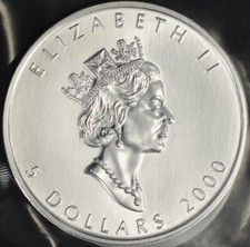 Silbermünze 1 Unze Maple Leaf 2000 Feuerwerk Privy Originalblister Sammlerstück