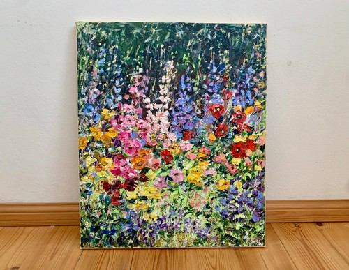 Garten mit bunten - mit, blumen