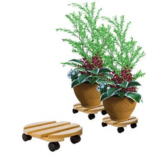 Pflanzenroller 30cm Holz Rollbrett Wagen für Blumen Topf Untersetzer mit Rollen