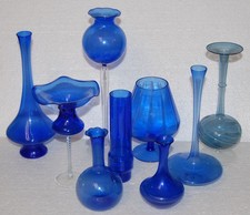 9 x Rauchglas blau Zierglas