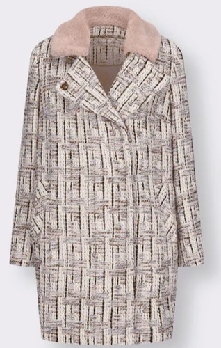 Damen bouclé woll kurz mantel - bouclé,