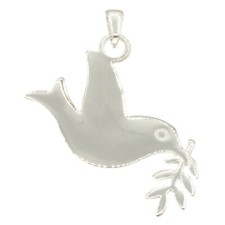 Anhänger Friedenstaube mit Zweig, Taube, Frieden Peace 925 Silber 3,5 cm Breite