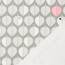 angerauter Sweat * Blätter by Graziela * hellgrau/rosa * Meterware * NEU