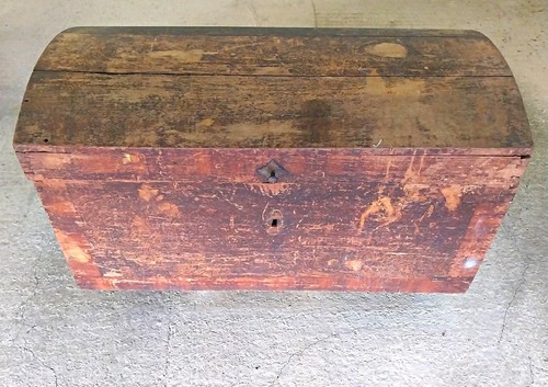 Alte schwer runddeckeltruhe - alte,