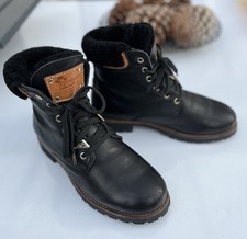 Panama Jack Lammfell Boots Winterstiefel Damen Gr. 39 Schwarz Schnürstiefel