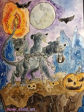 Aquarelle Cerberus Halloween