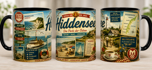 Ddr tasse hiddensee - tasse, schwarz