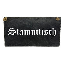 Schieferplatte 20cm x 10cm "Stammtisch" mit Kordel Gravur