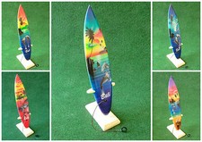 30 cm Deko Surfboard mit Holzständer Airbrush Surfer Bali Delfin Tempel Palmen 