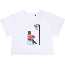 "Spielen Netzball im Rollstuhl" Damen Baumwolle Crop Tops (CO045674)