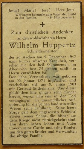 1945 sterbebild wilhelm - 1945,