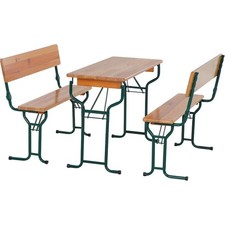 NATURA Festzeltgarnitur 110 cm mit Rückenlehne 3-teilig, Tisch 50 cm Breite