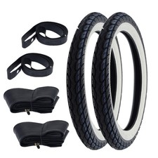 Kreidler Florett 2x Kenda Reifen 2.75-17 Weißwand 2 3/4x17 + Schlauch Felgenband