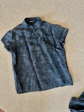 Hess Natur Set, Zweiteiler In Grau-grün, Gr36, Seide/Leinen, Hose Bluse Top