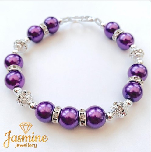 Lila glasperlen armband - lila,