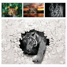 Vlies Fototapete 3D Effekt Tiger Dschungel Katze Wohnzimmer Leopard Tapete 15