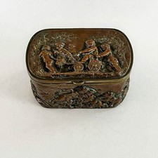 Alte Schatulle Ehering Schmuck mit Dekor Engel Putten Amor Metall 19.Jh.