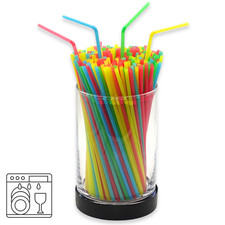 250 Mehrweg Trinkhalme m. KNICK 200x5mm Strohhalme Plastik wiederverwendbar bunt