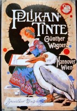 1 Kunstkarte Historische Werbekarte Pelikan Tinte Günther Wagner Replica  Neu