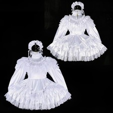  Girl Maid White Satin dress