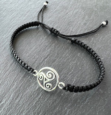 Armband Triskele rund 1,3 cm Silber 925 Sterlingsilber Baumwolle geflochten