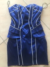 bodycon kleid corsage blau super sexy mini 32/34 neu 65 cm Lang
