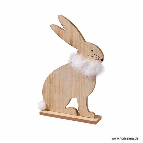Osterhase holz mit federkragen - osterhase,