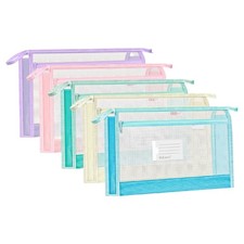 5pc Clear Network‌ Fastener Bags, Multi-Compartment File Manager‌ for School