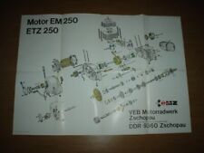 original MZ ETZ 250 251 1981 Poster Prospekt Explosionszeichnung Motor IFA A1