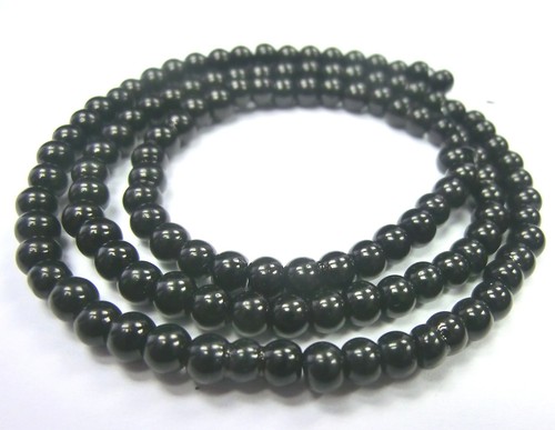 Glasperlen rund schwarz 4mm