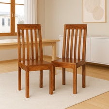 Esszimmerstühle 2 Stk. Massivholz Akazie mit Honigfarbenem Finish B-WARE