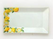BASSANO KERAMIK rechteckige Platte 36 cm  ZITRONEN Relief  MEDITERRANES GESCHIRR